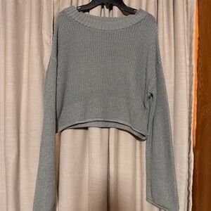 Gray Knit Cropped Sweater